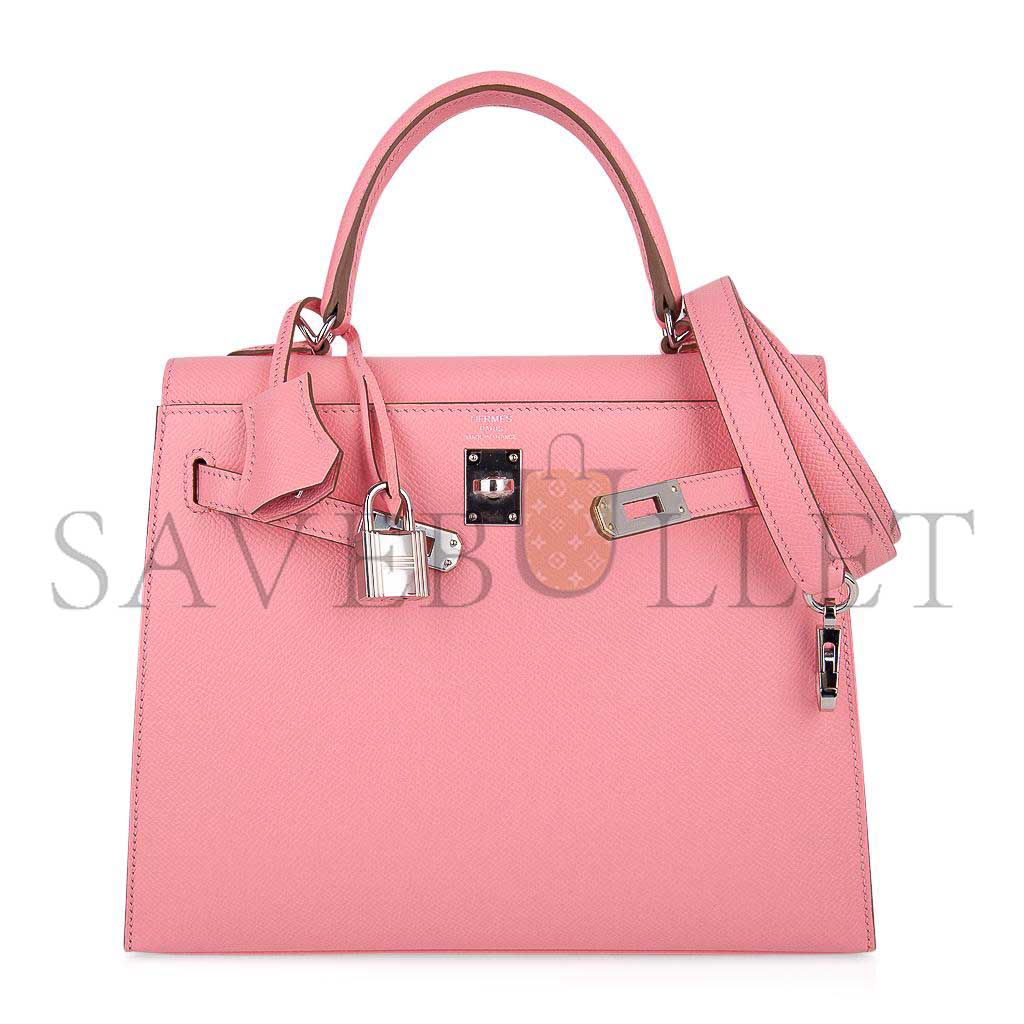 HERMÈS KELLY SELLIER 25 BAG PINK ROSE CONFETTI PALLADIUM HARDWARE EPSOM (25*17*7cm)